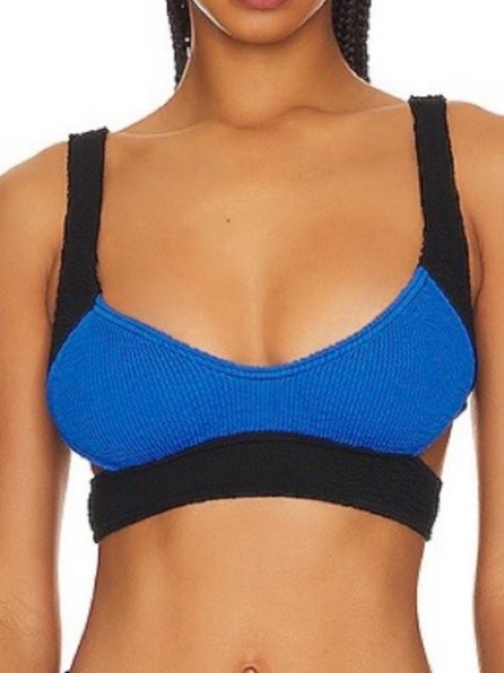 bond-eye - Australia- Ribbed Scoop Bralette in Cobalt Blue and Black- NWT